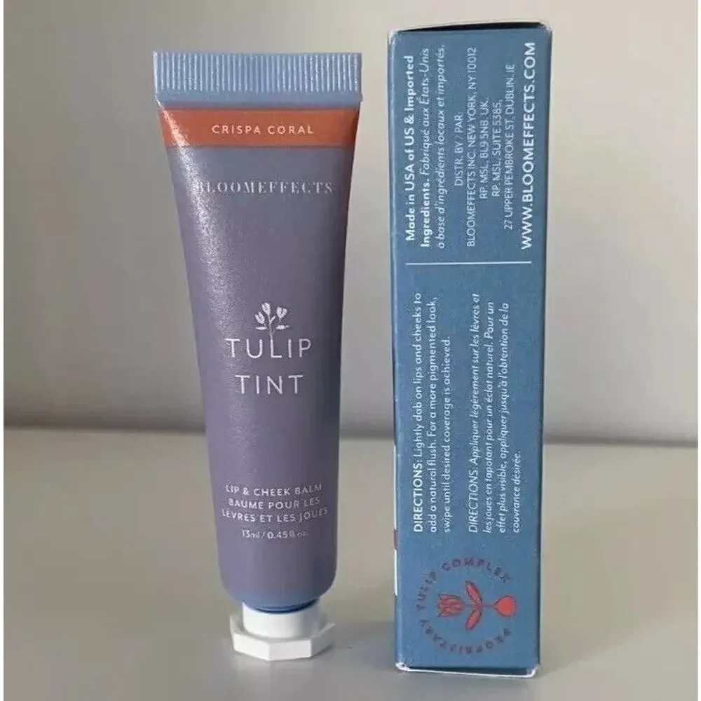 NIB Bloomeffects Tulip Tint Lip & Cheek Balm Crispa Coral 13ml Blush Color
